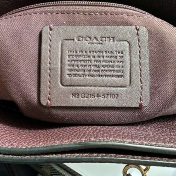 Coach Wine Pebble Leather with Gold Chain Strap, Turn Lock Tote, Gently Used - Picture 3 of 9